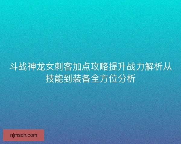 斗战神龙女刺客加点攻略提升战力解析从技能到装备全方位分析