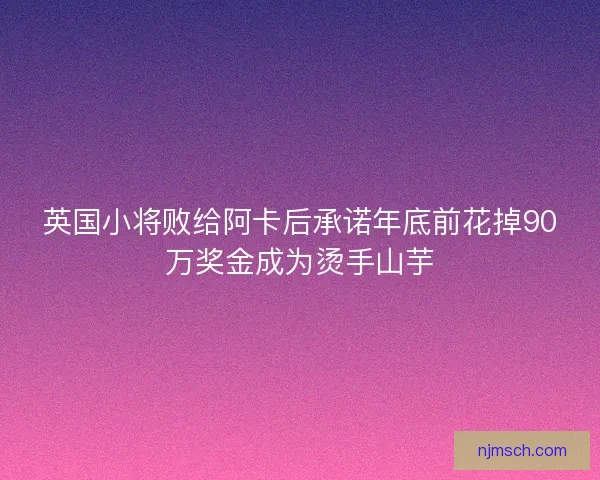 英国小将败给阿卡后承诺年底前花掉90万奖金成为烫手山芋